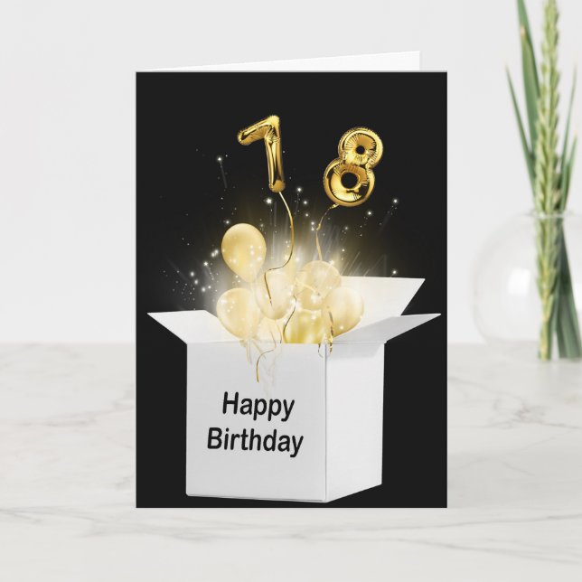 Tarjeta 78.º Balón De Cumpleaños En Caja Blanca (Anverso)
