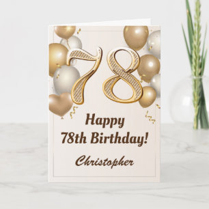 Tarjeta 78.º cumpleaños Globos de oro y cumpleaños de Conf