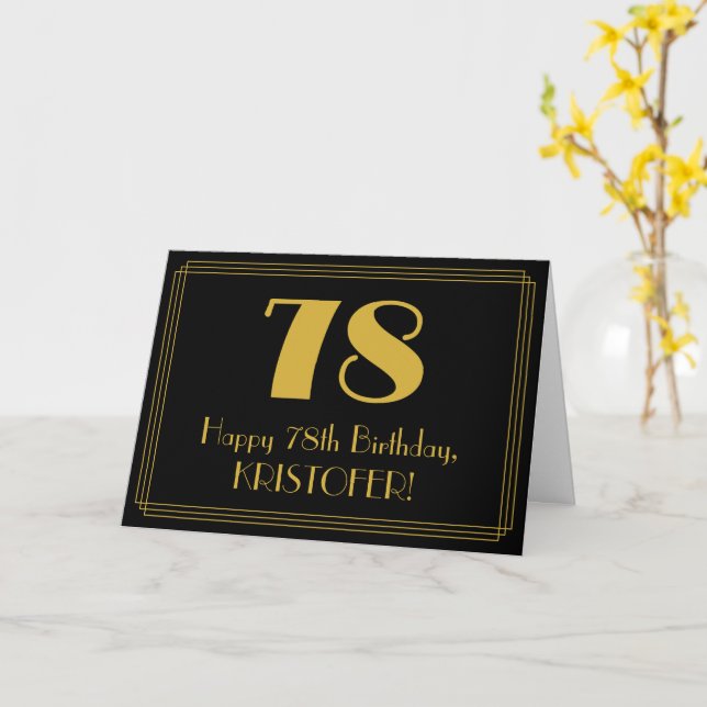 Tarjeta 78 Aniversario: Aspecto inspirado en el Art Deco " (flor amarilla)