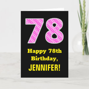 Tarjeta 78 Aniversario: Corazones y franjas rosadas "78" +