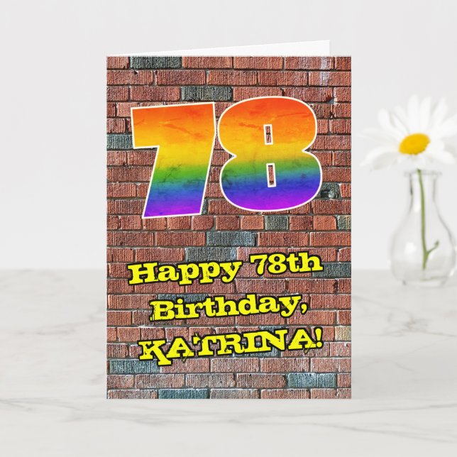 Tarjeta 78 Aniversario del Arcoiris 78 inspirado en graffi (Planta pequeña)