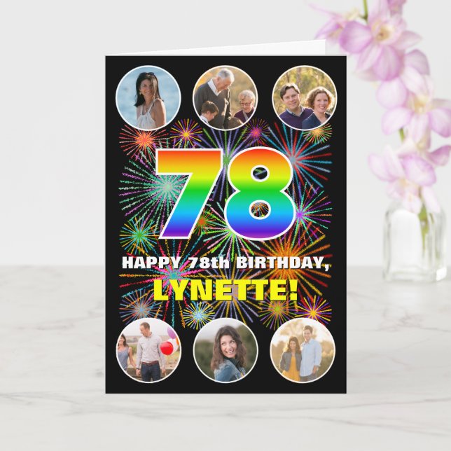 Tarjeta 78 Aniversario del Arcoiris divertido #, nombre pe (Orquídea)