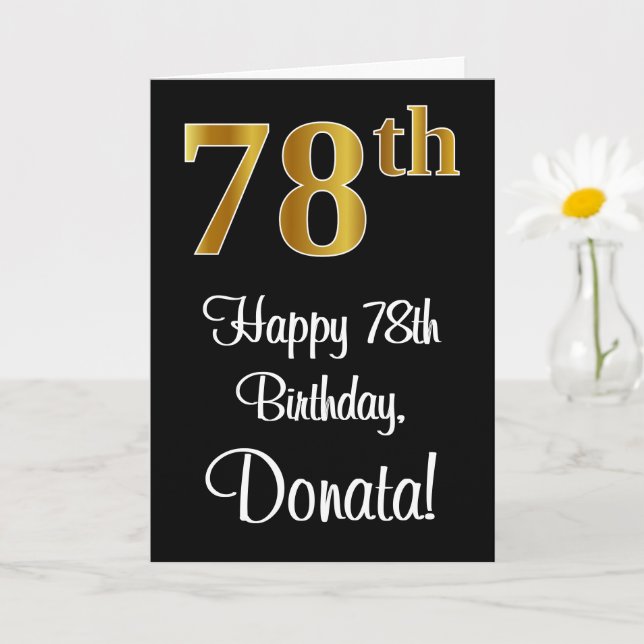 Tarjeta 78 Aniversario ~ Elegante Lujoso Faux Gold Look # (Planta pequeña)