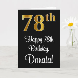 Tarjeta 78 Aniversario ~ Elegante Lujoso Faux Gold Look #