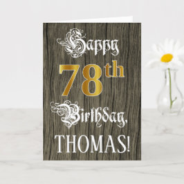 Tarjeta 78 Aniversario: Faux Gold Look + Faux Wood Pattern