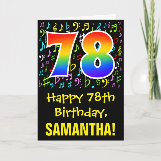 Tarjeta 78 Aniversario: Símbolos musicales coloridos + Arc (Anverso)