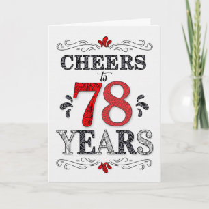 Tarjeta 78 años de alegría en el patrón negro rojo blanco