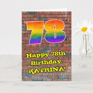 Tarjeta 78 cumpleaños: Divertido Arcoíris Inspirado en Gra
