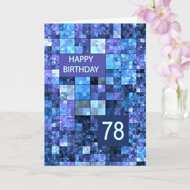 Tarjeta 78 cumpleaños, plazas azules, (Orquídea)