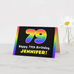 Tarjeta 79º cumpleaños: arcoiris colorido # 79, nombre per
