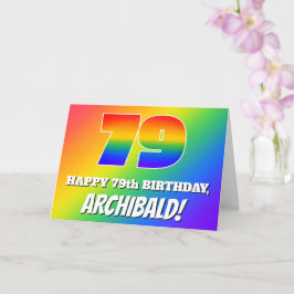 Tarjeta 79º cumpleaños: Patrón arcoiris multicolor # 79