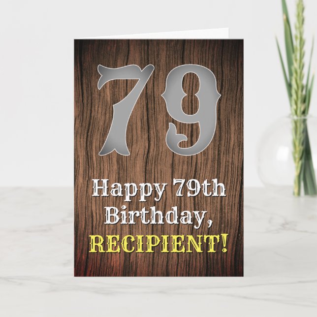 Tarjeta 79.º cumpleaños: Country Western Inspired Look, No (Anverso)