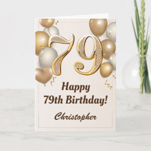 Tarjeta 79.º cumpleaños Globos de oro y cumpleaños de Conf