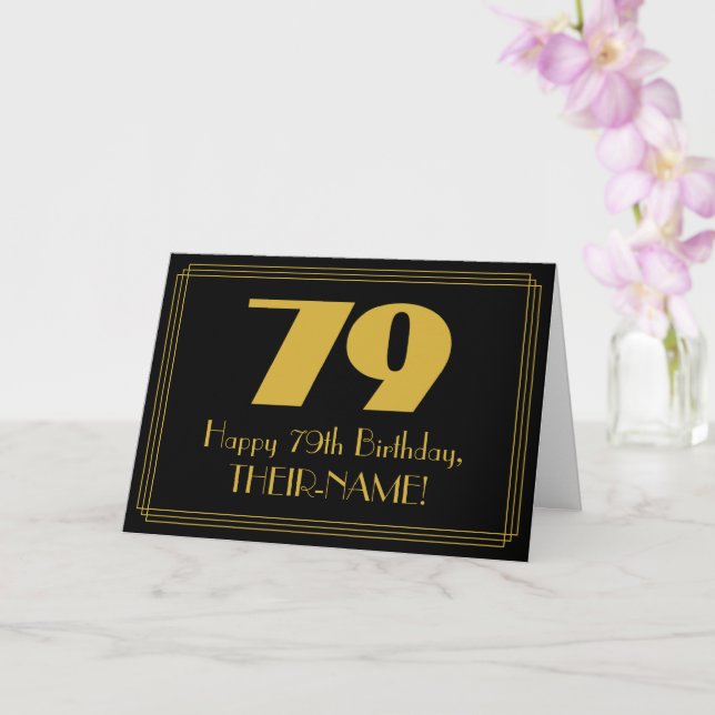 Tarjeta 79° cumpleaños: Aspecto inspirado en el Art Deco " (Orquídea)
