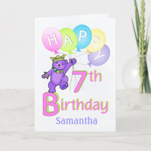 Tarjeta 7.ª Princesa de Cumpleaños, nombre personalizado