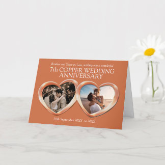 Tarjeta 7.º aniversario del boda de cobre, foto de última 