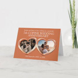 Tarjeta 7.º aniversario del boda de cobre, foto de última 