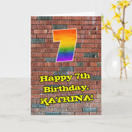 Tarjeta 7.º cumpleaños: Arcoiris inspirado en graffiti div
