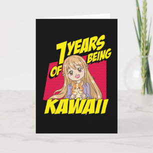 Tarjeta 7.º Cumpleaños Chica De Anime 7 Años De Ser Kawaii