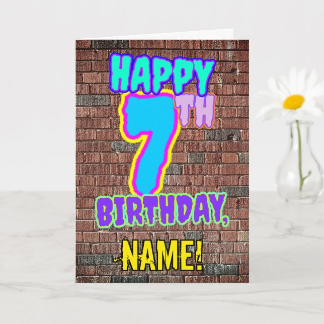 Tarjeta 7.º cumpleaños - Diversión, graffiti urbano inspir (Planta pequeña)