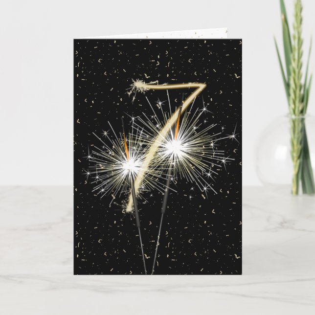 Tarjeta 7.º destello del aniversario de los bodas (Anverso)