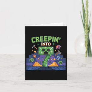 Tarjeta 7.º Jugador de Cumpleaños Pixel Creepin’ En 7 Vide