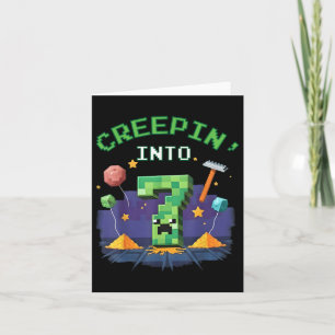 Tarjeta 7.º Jugador de Cumpleaños Pixel Creepin en 7 Video