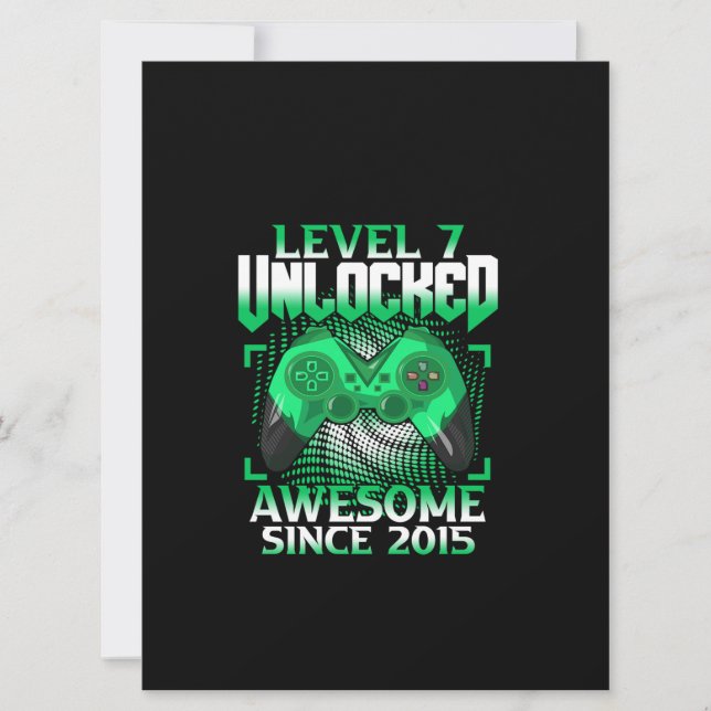 Tarjeta 7.º Nacimiento Niño Video Gamer Nivel 7 Desbloquea (Anverso)