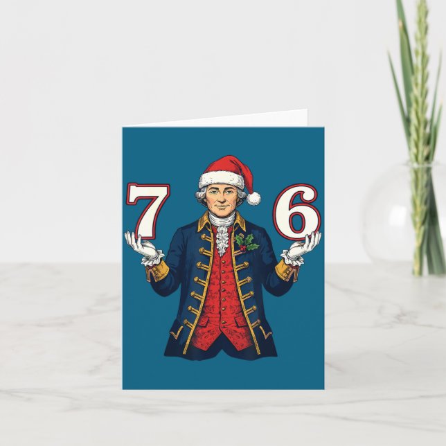 Tarjeta 7-6 6-7 Funny George Washington Santa 67 Meme Chri (Anverso)