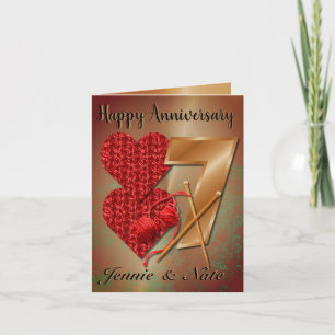 Tarjeta 7 Aniversario Personalizado Del Cobre Y La Lana