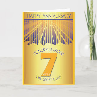 Tarjeta 7 años de aniversario sobrio | Paso 12 Rayo Dorado