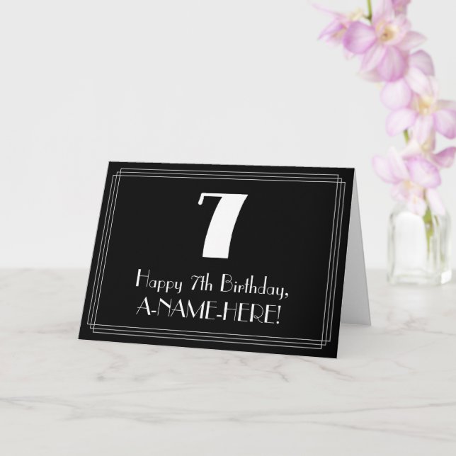 Tarjeta 7 Cumpleaños ~ Art Decó Inspira Aspecto "7", Nombr (Orquídea)