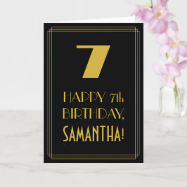 Tarjeta 7 Cumpleaños ~ Art Decó Inspira Aspecto "7" y nomb