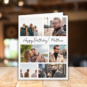 Tarjeta 7 Fotos Collage Amigos Familia Nacimiento