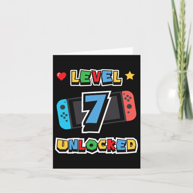 Tarjeta 7 niños de 7 años desbloqueados videojuego de 7 añ (Anverso)