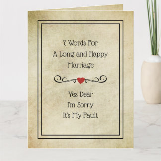 Tarjeta 7 palabras para matrimonio largo y feliz