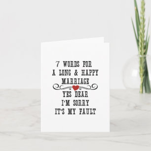 Tarjeta 7 palabras para un matrimonio largo y feliz
