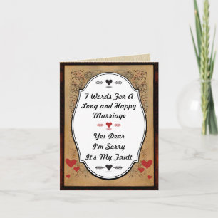 Tarjeta 7 palabras para un matrimonio largo y feliz