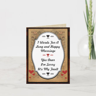 Tarjeta 7 palabras para un matrimonio largo y feliz
