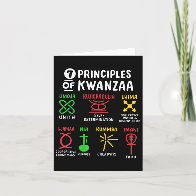 Tarjeta 7 Principios de Kwanzaa Hombres Afroamericanos Neg (Anverso)
