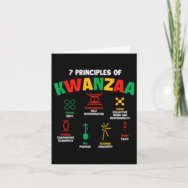 Tarjeta 7 Principios de Kwanzaa - Patrimonio afroamericano (Anverso)