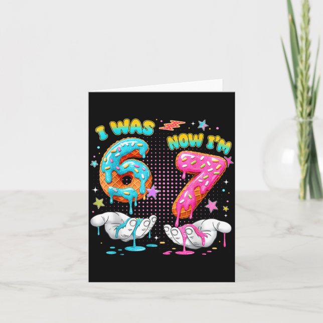 Tarjeta 7 Year Old Birthday Funny I Was 6 Now I'm 7 Boy Gi (Anverso)