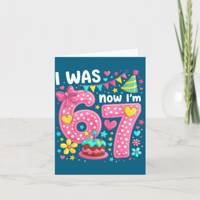 Tarjeta 7 Year Old Birthday I Was 6 Now I'm 7  (Anverso)