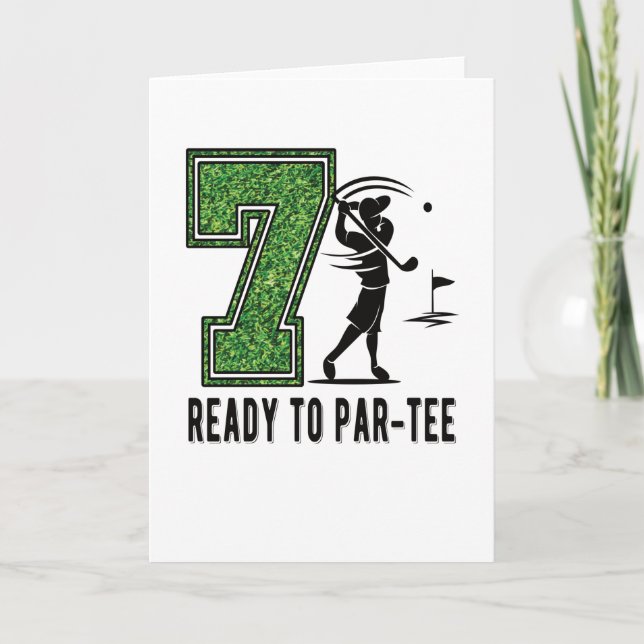 Tarjeta 7th Birthday Gift Golf Player 7 Year Old Boy (Anverso)
