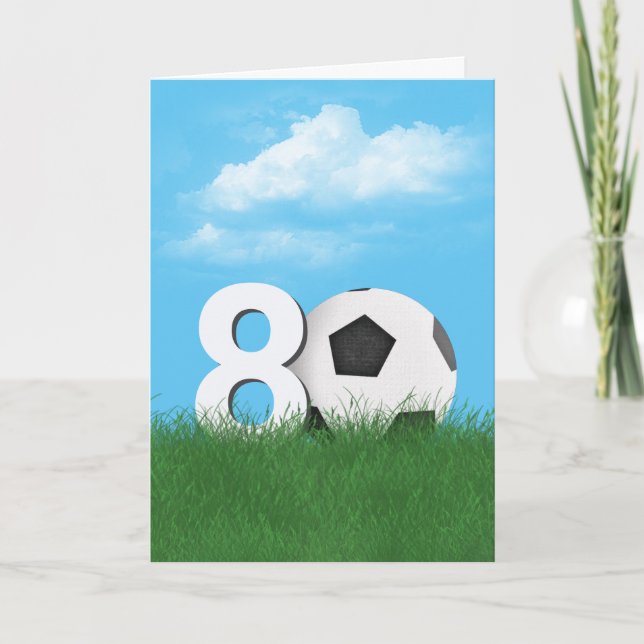 Tarjeta 80.ª Bola De Fútbol De Cumpleaños En Grasa Verde (Anverso)