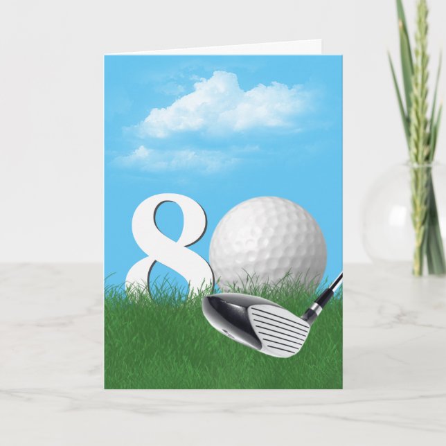 Tarjeta 80.ª Bola De Golf De Cumpleaños En El Campo (Anverso)