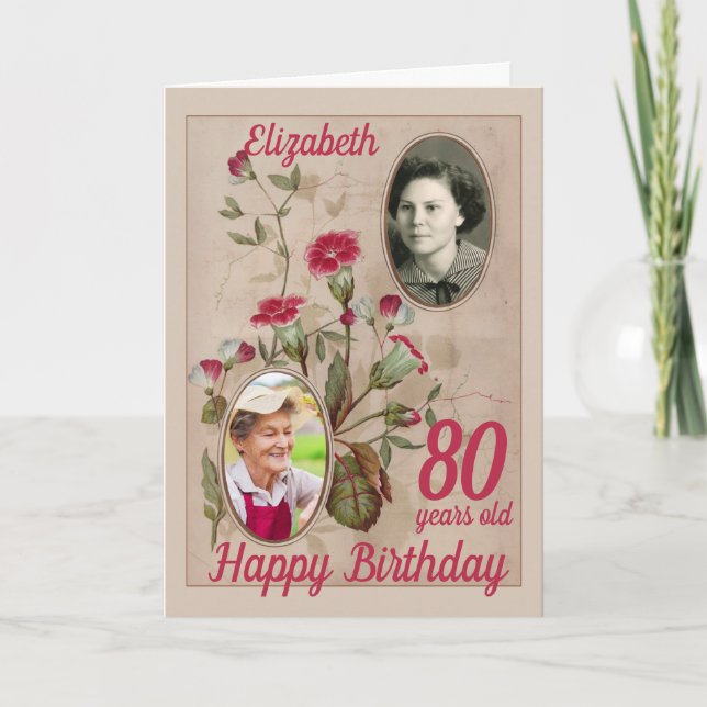 Tarjeta 80.ª foto de la cosecha floral de cumpleaños (Anverso)
