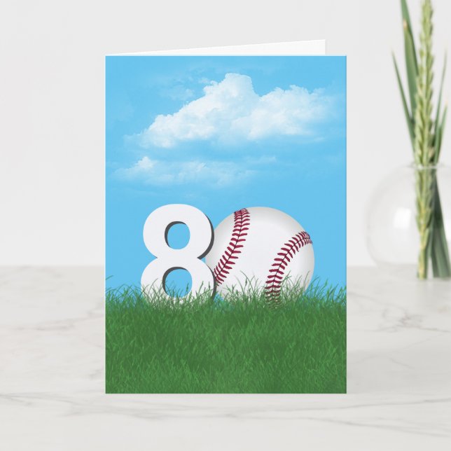 Tarjeta 80.º Béisbol De Cumpleaños En Grasa Verde (Anverso)