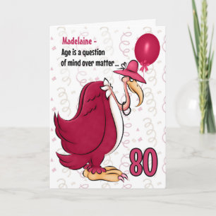 Tarjeta 80.º Buzzard rosa de cumpleaños gracioso con nombr