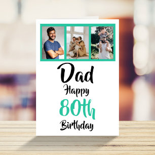 Tarjeta 80.º collage de fotos de papá, feliz cumpleaños